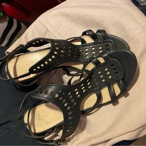 Via Spiga Black Cutout Heeled Sandals